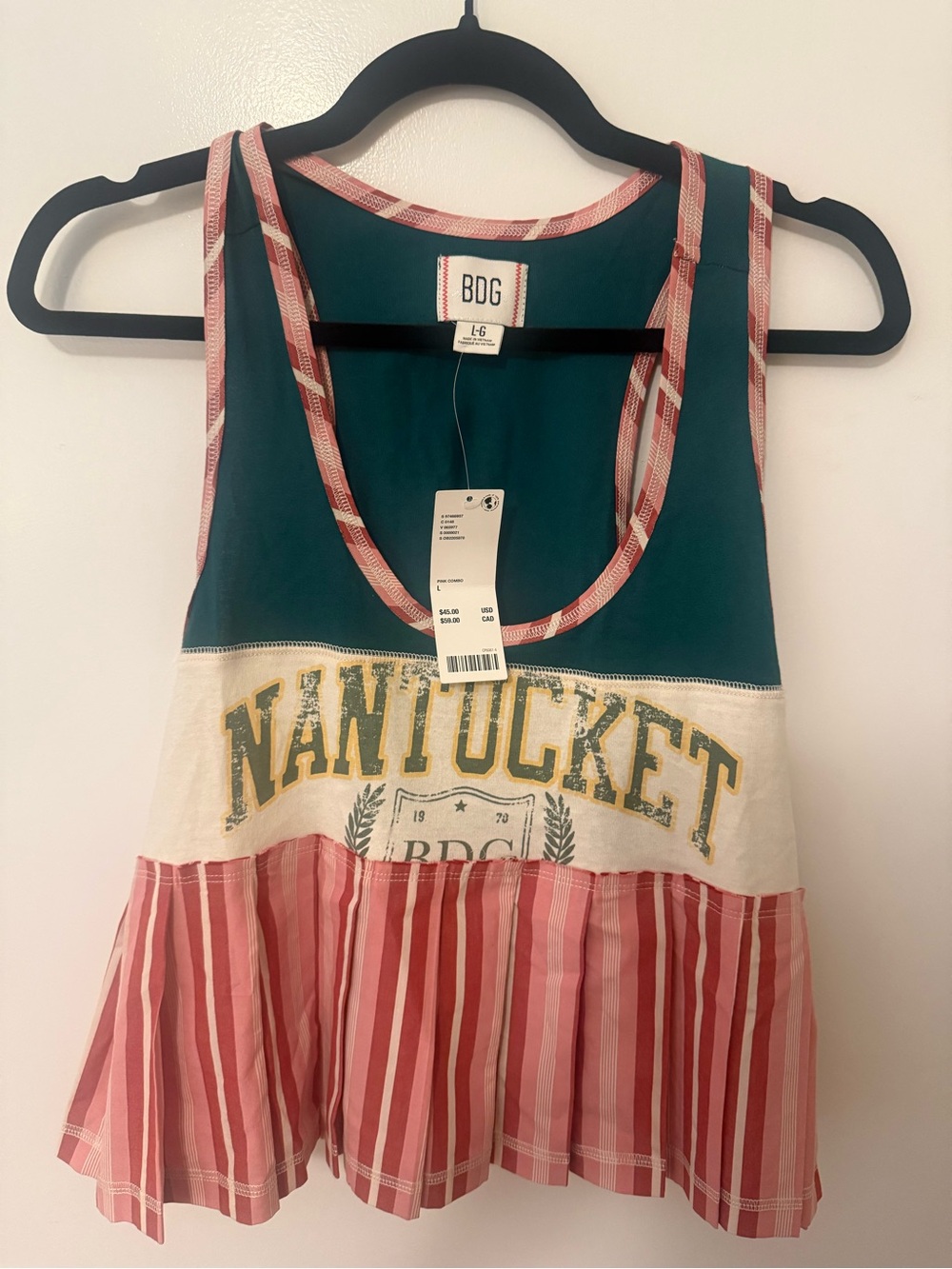 BDG Teal, White & Pink Nantucket Tank Dress